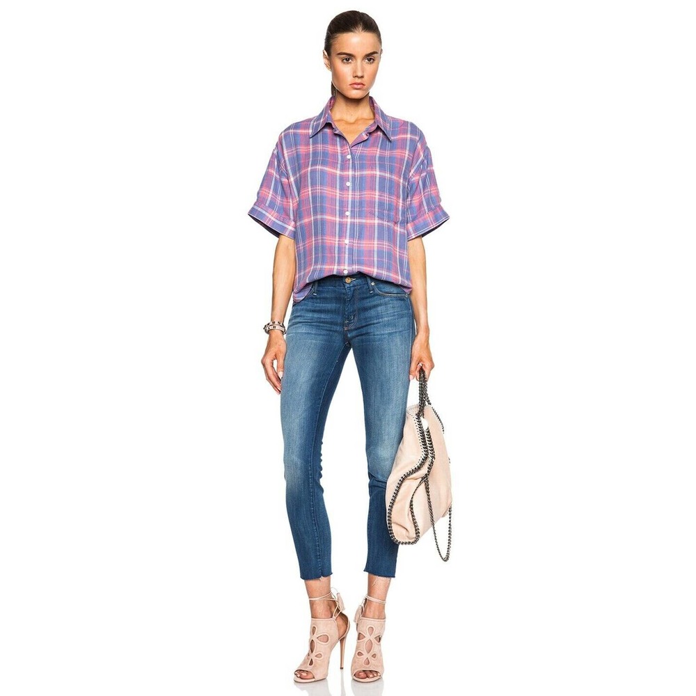 MOTHER Looker Ankle Fray in Wicked Games Wash Denim Skinny Jeans Size 25